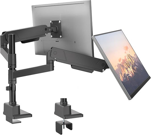monTEK Dual Monitor Mount Tall Monitor arms for 2 Monitors for 17 to 35 Inch Curved Screen Holds 35 Lbs Adjustable Heavy Duty Monitor Desk Mount Cable Management, VESA 75/100mm