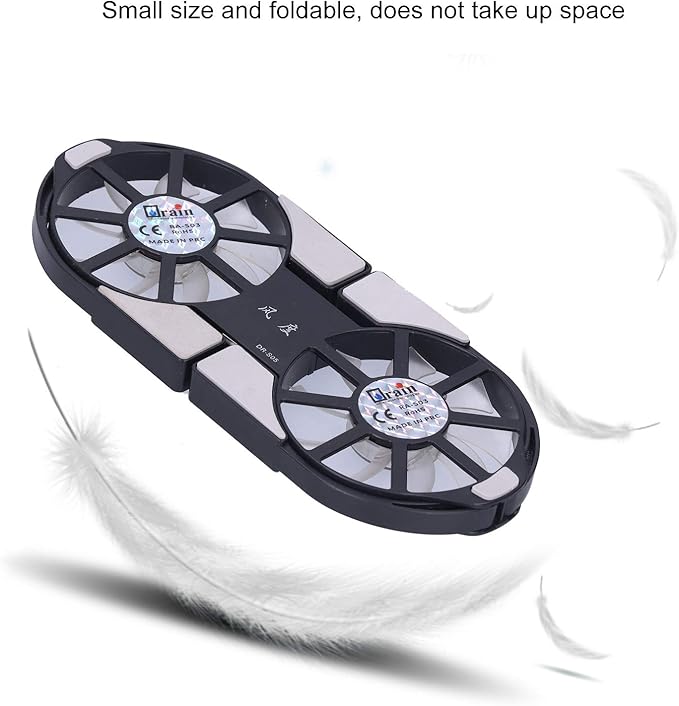 Laptop Cooler Cooling Pad,Portable USB Powered,4Color Laptop Cooling Pad,Foldable Notebook Cooler DualFan,Large Air Volume Radiator Heat Sink,with Blue LED Light(Black)