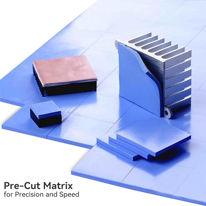 Aairhut Thermal Pad Kit: 4 x 100x100mm Pre-Scored Sheets (0.5mm + 1mm + 1.5mm + 2mm) - Each Yields 100 x 10x10mm Pads for GPU, SSD, Laptop