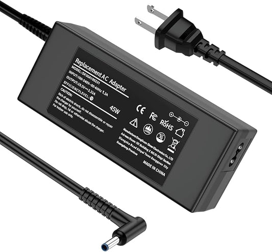 Replacement for HP Laptop Computer Charger, 45W Smart Blue Tip AC Adapter for Pavilion Stream, 7.5ft Power Cord (19.5V 2.31A, 4.5mm Connector)