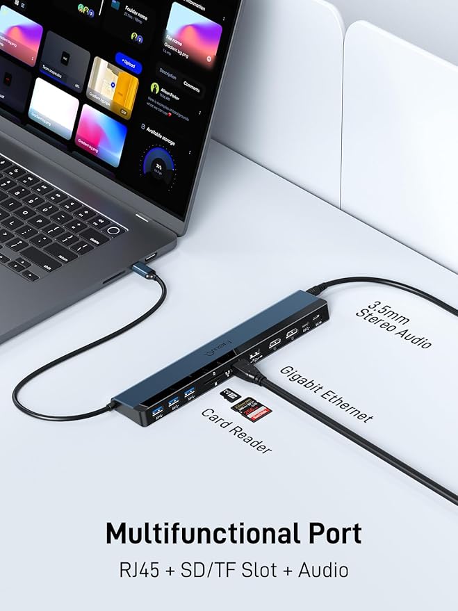 NewQ USB C Docking Station with Dual HDMI 4K, 100W PD-in, 12-in-1 Laptop Dock for Windows, MacBook, Chromebook