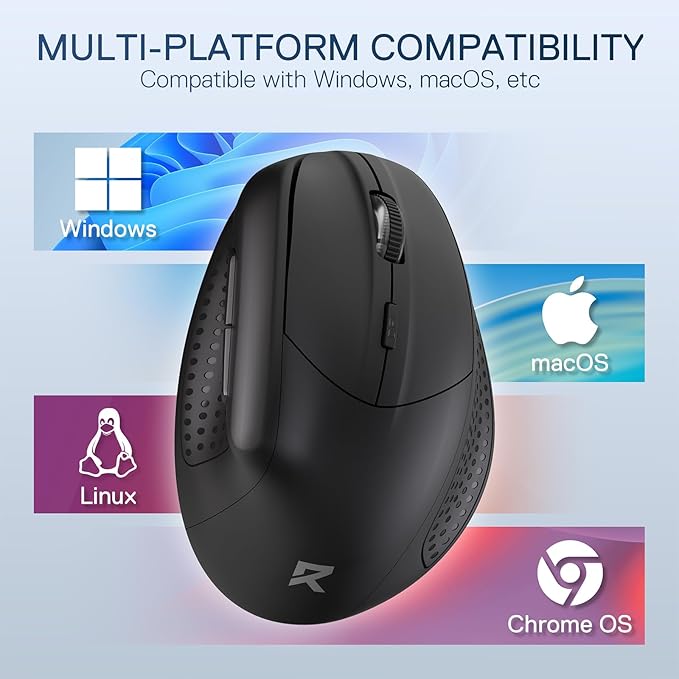 Redragon BM-4033 Wireless Vertical Ergonomic Mouse, 2.4GHz Connection, 5 Levels Up to 4000 DPI, Auto Power Saving Mice for Laptop, Desktop, PC, Black
