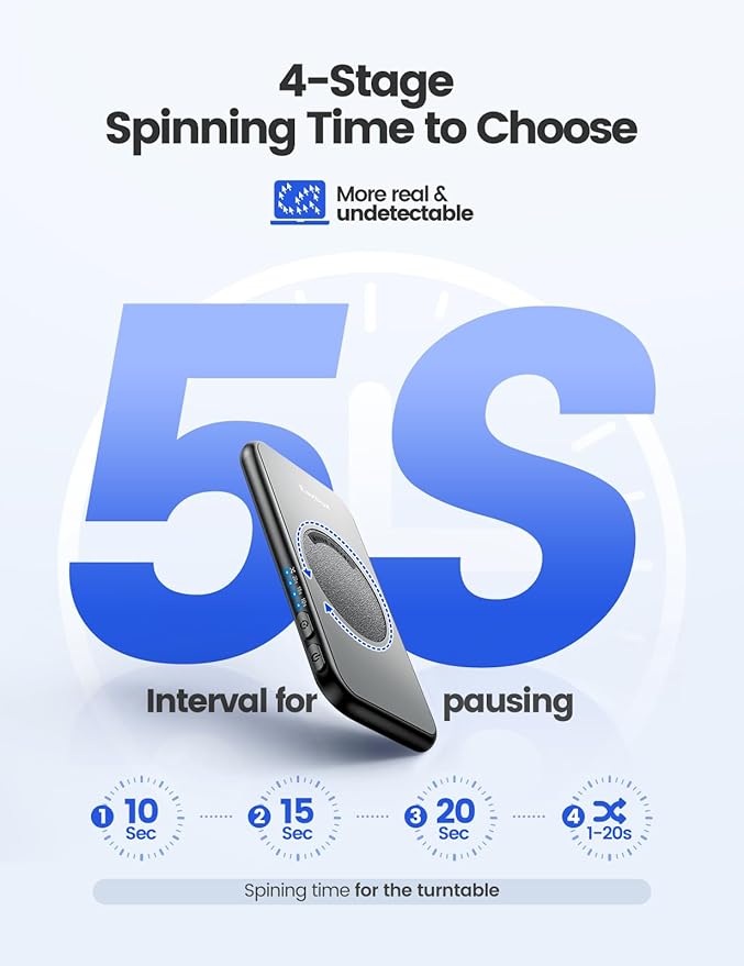 Ultra-Slim Mouse Jiggler,100% Undetectable Mouse Mover Jiggler Device Shaker with Adjustable Spinning Time,Random Movement,Gifts for Keeping PC/Laptop Active & Secure to Improve Work Efficiency