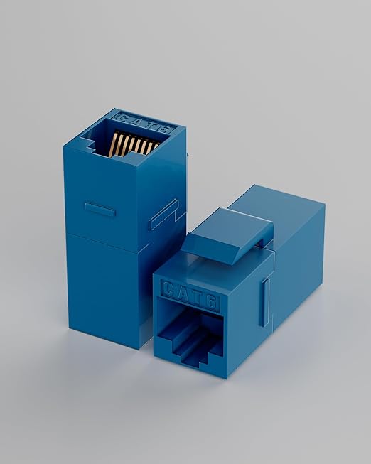 RJ45 Coupler Cat6 Keystone Jack 20-Pack, Female to Female UTP Inline Ethernet Network Coupler for Wall Plates & Patch Panels – Blue