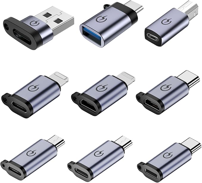USB C to Micro Adapter, USB C to Micro Adapter, Micro to USB C Adapter, USB C to USB Adapter,USB to USB C Adapter,USB C to USB B Adapter,9 Stück.