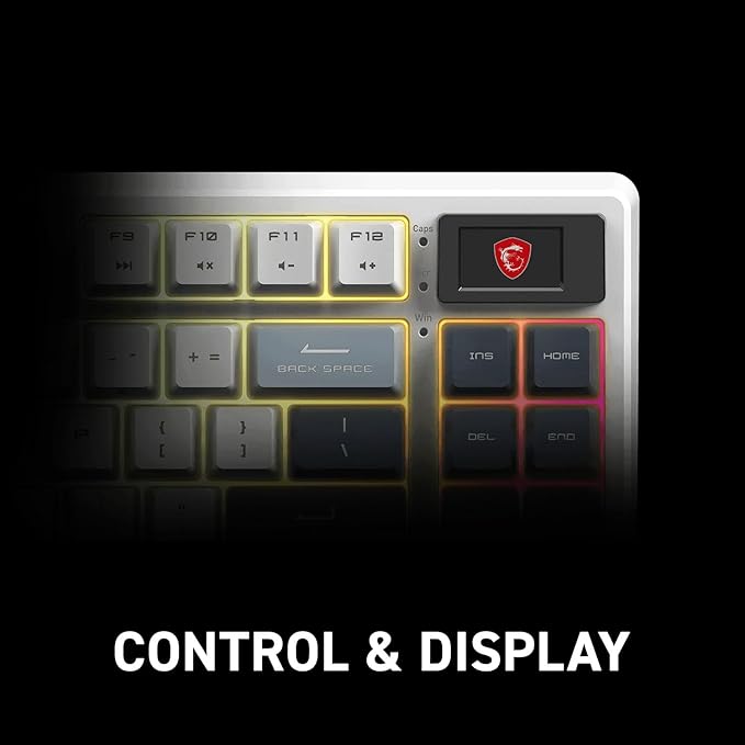 msi Forge GK600 TKL Wireless Sky - Mechanical Linear SWITCHES - Dye-Sublimated PBT Keycaps, Anti-Slip Base, RGB LED, USB 2.0, Bluetooth, 2.4 GHz - Tenkeyless