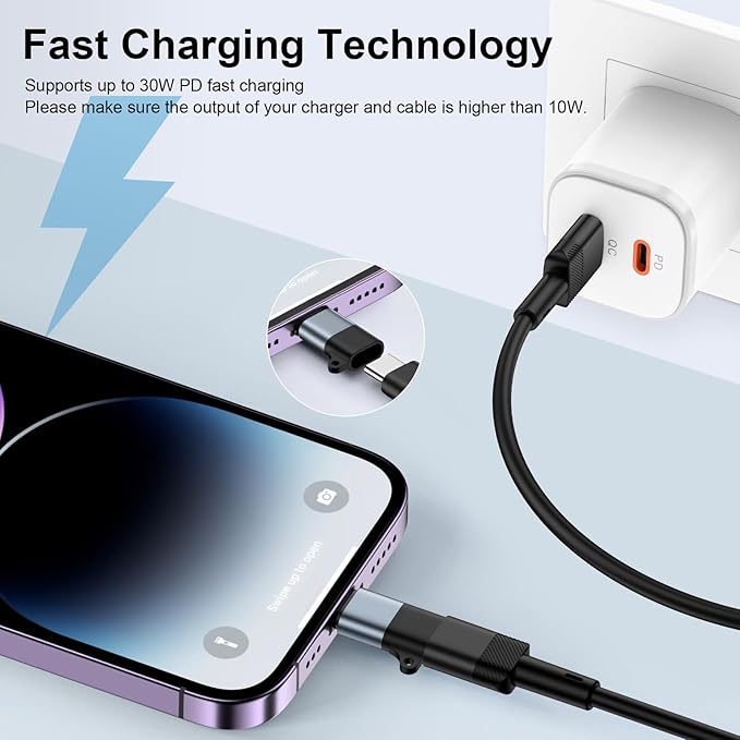 4 Pack USB C to Lightning Adapter [Apple MFi Certified] for iPhone 14/13/12/11/X/XR/XS/8/7/6/5,iPad,AirPods,Lightning to USB Type C Adapter Cable Adaptor PD Fast Charging & Data Sync,NOT for Audio/OTG