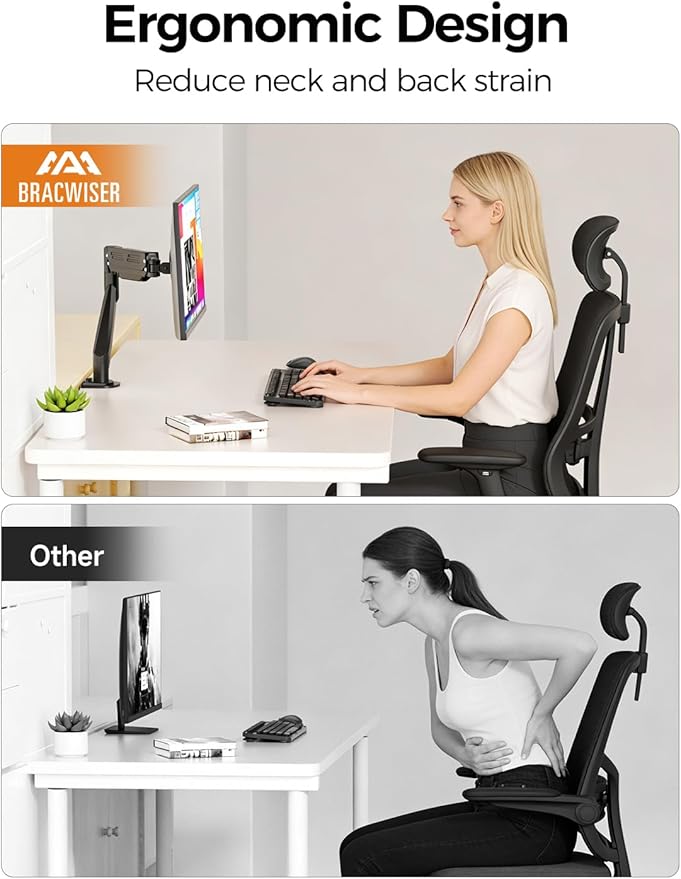 Bracwiser Monitor Mount 17-35 Inch Adjustable Gas Spring Desk Mount Stand Hold up to 24.25lbs with Clamp/Grommet Mounting Base (MD82)