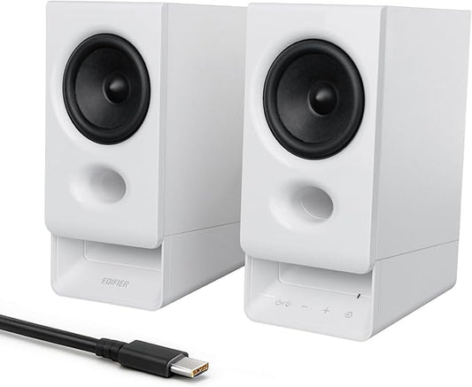 Edifier R20BT Computer Speakers, 2.75" Full-Range Drivers, Bluetooth 6.0,Touch Controls, AUX & USB-C Inputs, Headphone Jack, Custom Ambient Light & Sound Profiles via APP- White