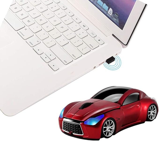 elec Space Cool Sport Car Shape 2.4GHz Wireless Mouse Optical Cordless Mice with USB Receiver for PC Laptop Computer 1600DPI 3 Buttons