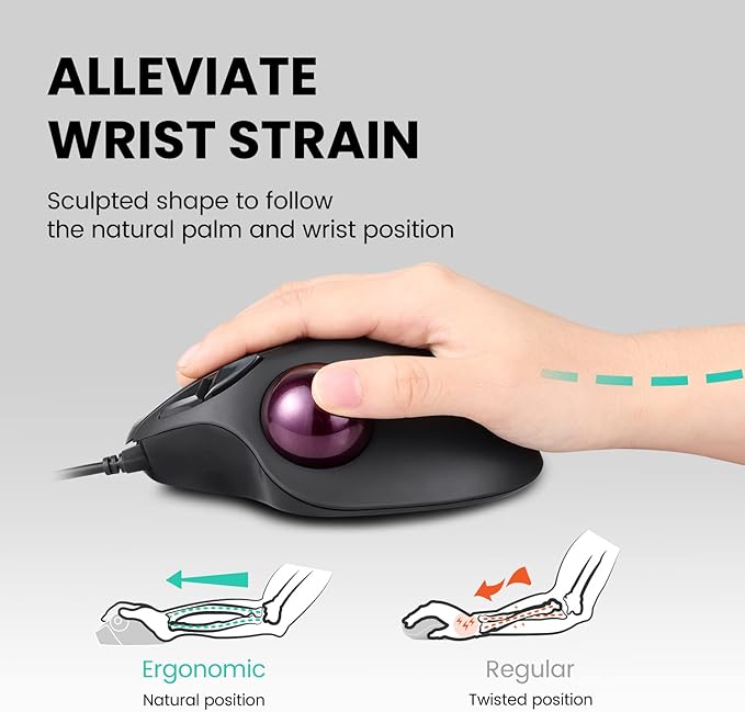 Perixx Perimice-517 Wired Trackball USB Mouse, 7 Button Design, Build-in 1.34 Inch Trackball with Pointing Feature