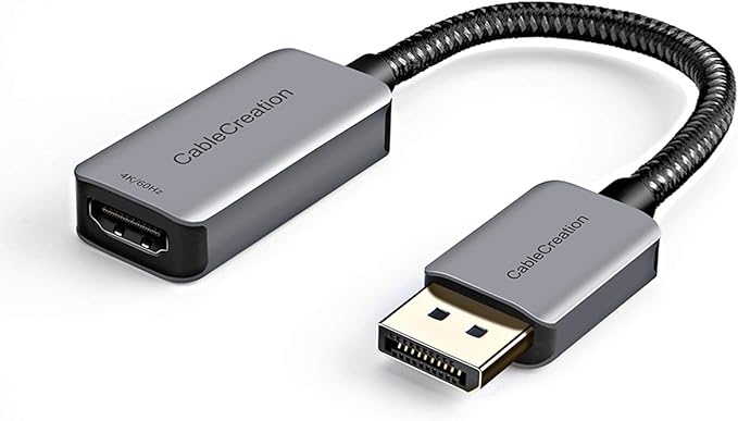 CableCreation Active DP to HDMI Adapter HDR 4K@60Hz 2K@144Hz 1080P@144Hz, Braided DisplayPort 1.4 to HDMI 4K Converter (Male to Female), Support Eyefinity Multi-Display, Aluminum