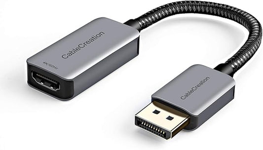 CableCreation Active DP to HDMI Adapter HDR 4K@60Hz 2K@144Hz 1080P@144Hz, Braided DisplayPort 1.4 to HDMI 4K Converter (Male to Female), Support Eyefinity Multi-Display, Aluminum