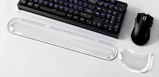 Clear Gel Keyboard Wrist Rest with Mouse Pad Wrist Support, Ergonomic Wrist Rest for Computer Keyboard and Mouse, Non-Slip Cooling Keyboard Pad for Office, Gaming & Laptop (Transparent)