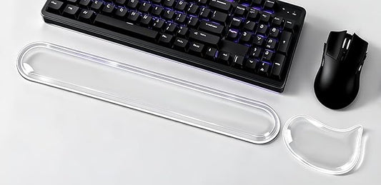 Clear Gel Keyboard Wrist Rest with Mouse Pad Wrist Support, Ergonomic Wrist Rest for Computer Keyboard and Mouse, Non-Slip Cooling Keyboard Pad for Office, Gaming & Laptop (Transparent)