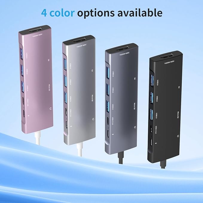 USB C HUB for iPad Pro 9-in-1 Adapter iPad Pro M4 M2 M1 13 12.9 11 inch iPad Air 5 4 Docking Station with 4K HDMI, USB-C PD, SD/TF Card Reader, USB 3.0, 3.5mm Headphone Jack, Type C Data, iPad mini 6