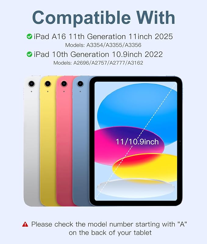 Hamile for iPad 11th 10th Generation Case with Keyboard - 7 Colors Backlit Wireless Detachable Folio Keyboard Cover with Pencil Holder for iPad 11-inch A16 2025 10th Gen 10.9 Inch 2022 (Blue)