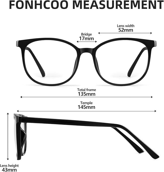 FONHCOO Blue Light Blocking Glasses Fashion Round TR90 Frame Transparent Eyewear Anti UV Computer Glasses for Women Men