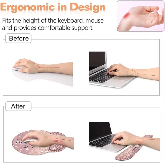 Keyboard Wrist Rest and Mouse Pad Wrist Support, She Believed She Could So She Did Inspirational Quote Non-Slip PU Base, Easy Typing and Relieve Wrist Pain, Perfect for Home Office Working Studying