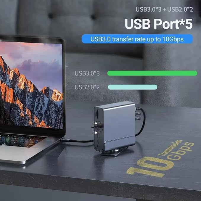 Docking Station for Acer Nitro 17 16 14 5, V 14 AI, V 15 AI, V 16 AI, V 17 AI Gaming Laptop,15-in-1 USB C with 360 ° Rotating Base, 2 * 4K HDMI and 1*DP, 10Gbps USB Port Transfer, RJ45, Audio, SD/TF