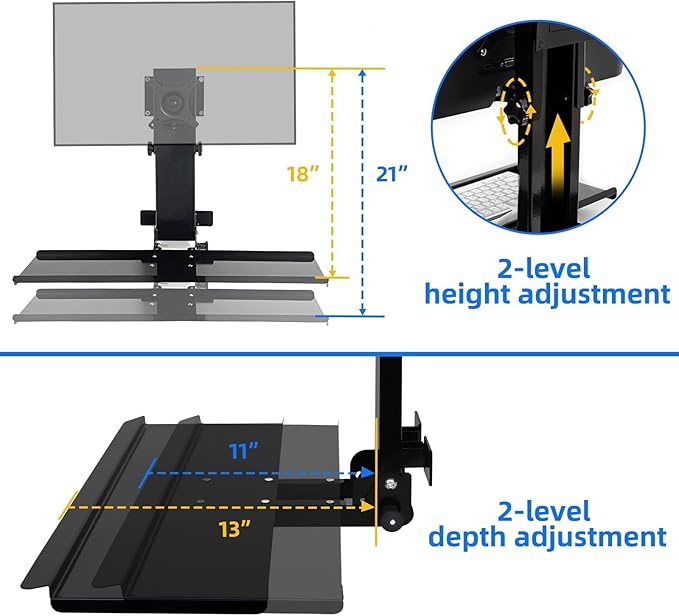 All-in-One Monitor Wall Mount with Keyboard Tray Set for Mac mini/Small PCs | Monitor and Keyboard Wall Mount Fits 17"-32" Screens VESA 75/100 | Foldable 26" Platform with Integrated Mouse Space