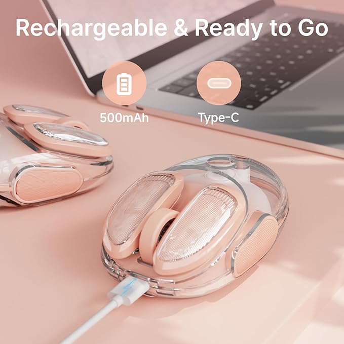 EWEADN Q9 Wireless Clear Mouse Dual Mode Bluetooth & 2.4G USB Computer Mouse with RGB Lighting, Silent Clicks, Multi-Device Compatibility for Laptop, PC, MacBook, iPad Cute Mouses-Gradient