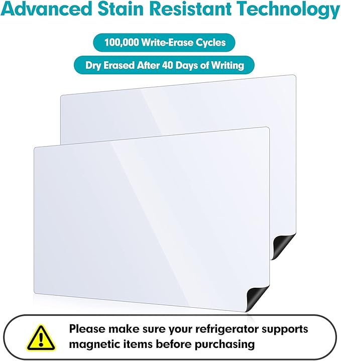 Magnetic Whiteboard for Refrigerator 2 Pack, 16x12 Inch Fridge Dry Erase Board with 3 Markers, Eraser & Magnets - Kitchen Menu Planner, Grocery List Organizer (White, 12×16inch)