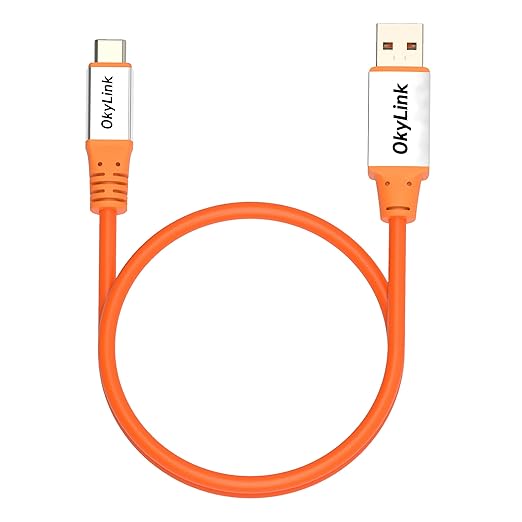 OkyLink 1.5ft (0.5M) USB 3.2 Gen 2 Type A to Type C Male to Male Cable - 10Gbps Long Range, Orange