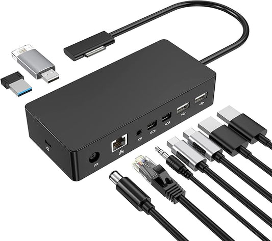 Surface Dock, Surface Pro Docking Station with 90W Power Supply Compatible with Surface Pro11/10/9/ 8/X/7/6/4/3, Surface Laptop 4/3/2/go, Surface Laptop, Surface Book2,Surface Book,Surface Go
