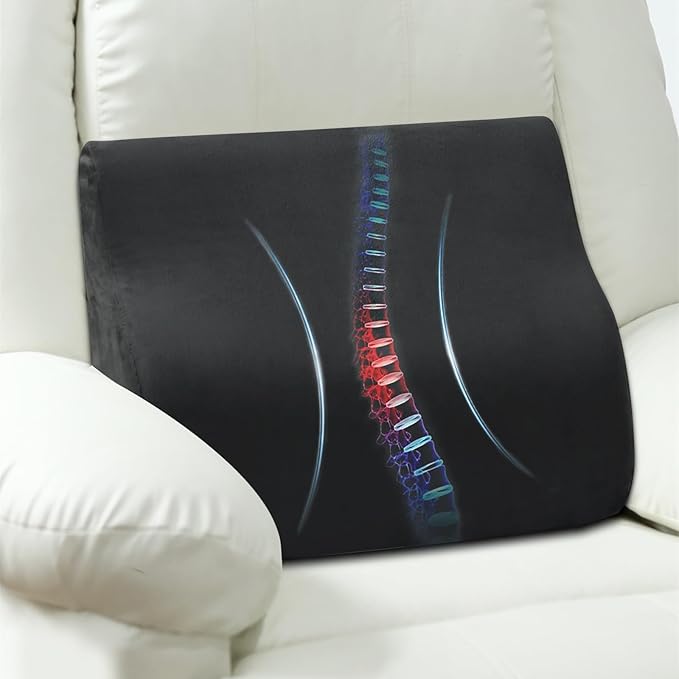 Lumbar Support Pillow for Recliner Chair and Couch, Memory Foam Back Cushion Ergonomic Large Back Support Pillow for Lower Back Pain Relief, with Soft Velvet