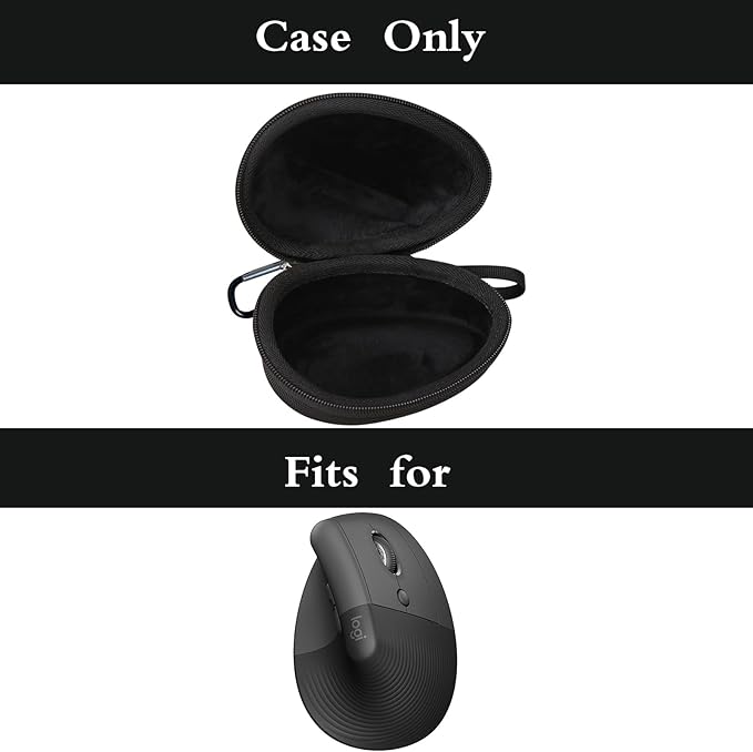 Mouse Case Fits for Logitech Lift Vertical Ergonomic Mouse, Travel Carrying Box for Logi Wireless Bluetooth Cordless Upright Mouse, Case Only (Black)