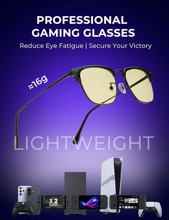 Blue Blocker Glasses for Men Metal Browline Computer Gaming Glasses Filter Blue Ray