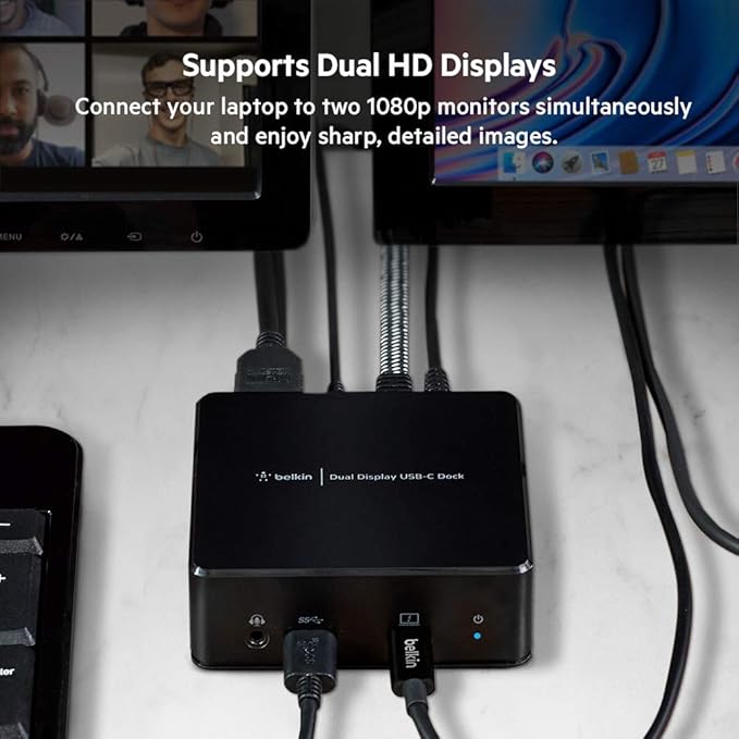 Belkin USB-C Dual Display Docking Station - Type-C, USB 3.2 Gen 1, Black