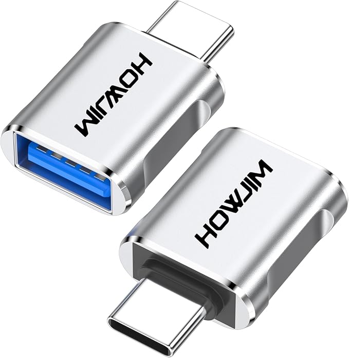 USB C to USB Adapter 2 Pack,10Gbps Data Transfer Fast Charging,Type C Male to USB 3.2 Female OTG Adapter,Aluminum Shell for Phone 17/16/15 Pro Max,Pad Pro,M-acBook Pro/Air,D-ell XPS,Chrome-book Silver