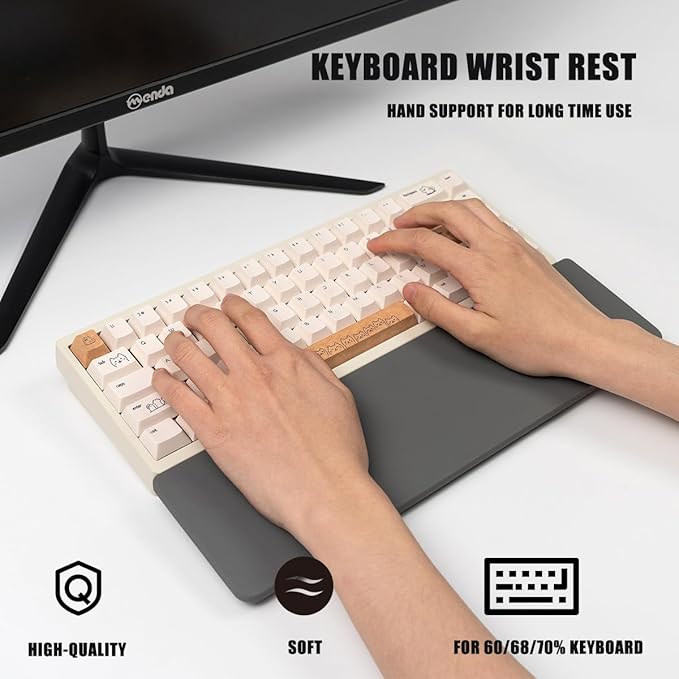 Ergonomic 75% Keyboard Wrist Rest-12.8" Silicone Non-Slip Keyboard Cushion, Computer Wrist Rest, Relief of Hand Pain(Grey)