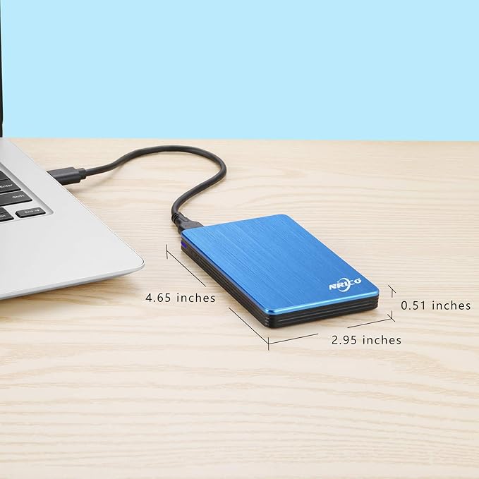 NRICO Portable External Hard Drive, USB 3.0, 2.5 Inch, Compatible with PC, Mac, Desktop (Blue, 320, GB)