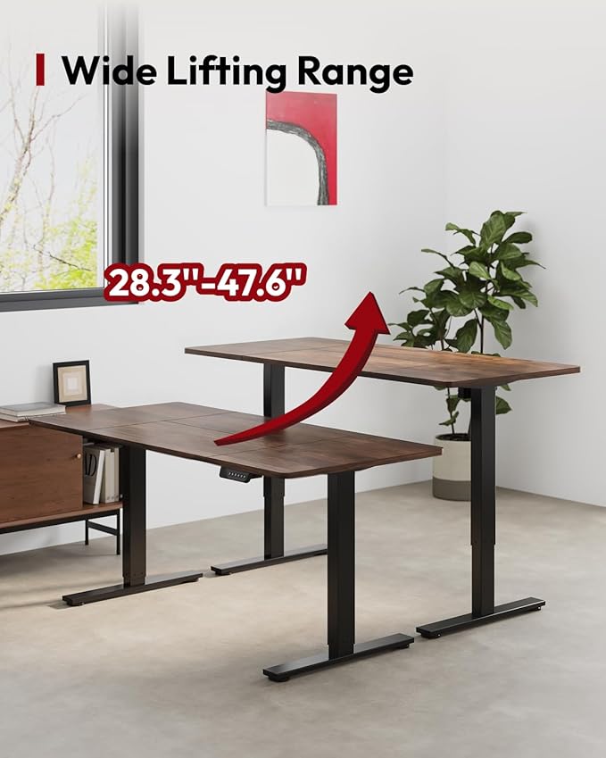SANODESK Dual Motor Electric Standing Desk 79 x 32 Inches, Height Adjustable Sit Stand Desk with Large Splice Board for Home Office, Computer Workstation, Study & Gaming, Black Frame/Black Walnut Top