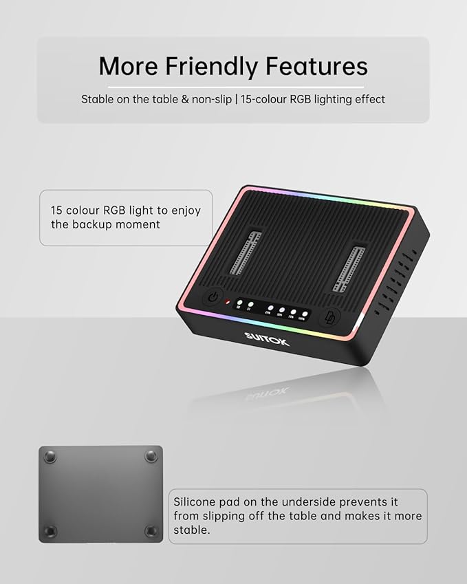 M.2 Duplicator Cloner Dual-Bay Offline USB C to NVMe SATA Dock Station, 20Gbps M2 Reader for Both (M Key, B+M Key) PCIE NGFF Docking, Size for 22110 2280 2260 2242 2230 Enclosure - STK03
