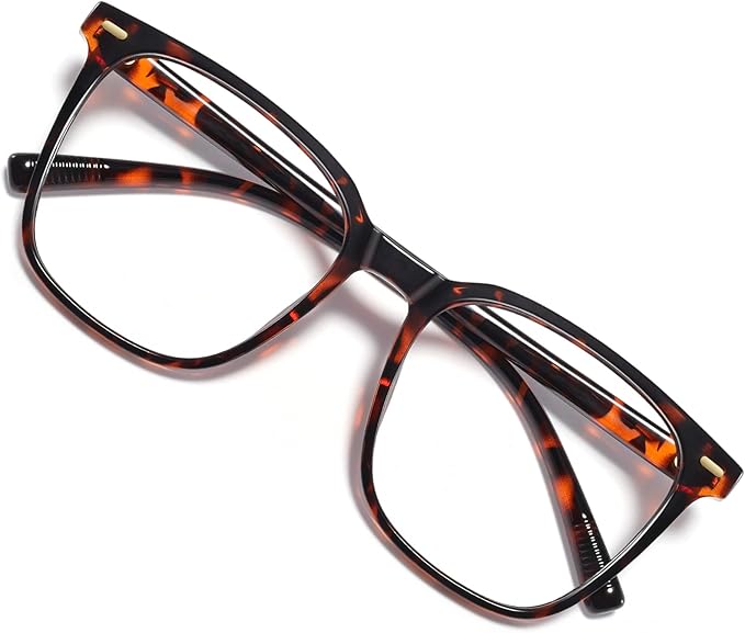 Oversized Square Blue Light Blocking Glasses for Women Men, Anti-Fatigue Computer Monitor Glasses Reduce Eye Strain