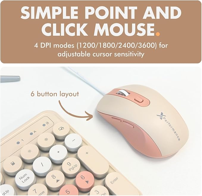 X9 Wireless Keyboard and Mouse Combo with Phone/Tablet Holder - Full-Sized 109 Keys Pastel Keyboard and Adjustable DPI, Backlit Keyboard and Mouse for PC, Windows, MAC, Desktop, Laptop - Brown
