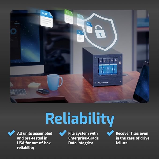 OWC 100TB Jupiter Mini 5-Bay Desktop NAS System with Intel Xeon Up to 2.7Ghz, 32GB Memory, Double 10GbE, TrueNAS™ Scale OS