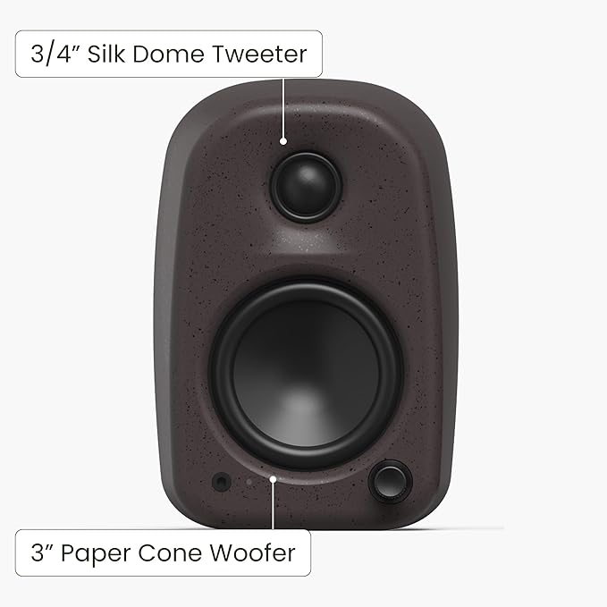 Kanto UKI 100 W Active Desktop Computer Speakers with Bluetooth and USB-C | Intelligent Sub Integration | Headphone Out | Pair | Pumice