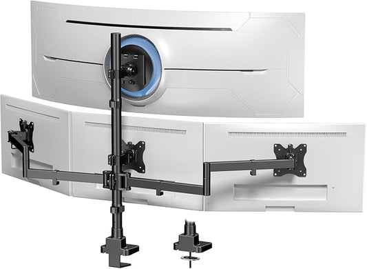 Quad Monitor Mount for up to 49 inch Ultrawides on Top and 27 inch Screens on Lower Brackets,Heavy Duty,Fully Adjustment, Holds up to 44 lbs, VESA 75x75/100x100 mm,Black