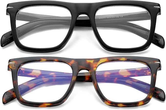 NIDOVIX Trendy Square Blue Light Blocking Glasses for Men Women, Fashion Frame Non-prescription Computer Glasses (Black+Tortoise)