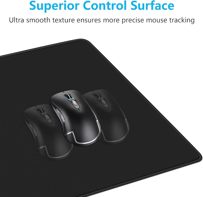 Dapesuom Large Mouse Pad, Extended Gaming Mouse Mat with Stitched Edges, Full Size Desk Mats with Non-Slip Base, Computer Big Desktop Keyboard Pad for Gamer, Laptop, Office, 23.6 x 11.8 in, Jet Black
