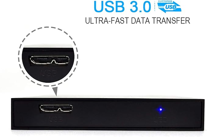 2.5'' 750GB Ultra Slim Portable External Hard Drive USB3.0 HDD Storage for PC/Desktop/Laptop/MacBook/Chromebook/Xbox One (Black)