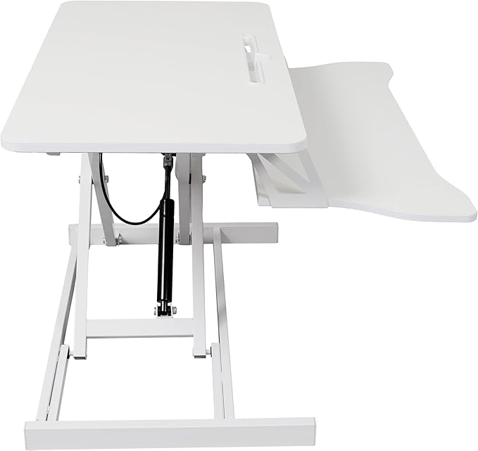 Standing Desk Converter, 32" Wide, Height Adjustable Sit Stand Up Desk Riser with Keyboard Tray, Desktop Workstation for Home Office Computer Laptop, White
