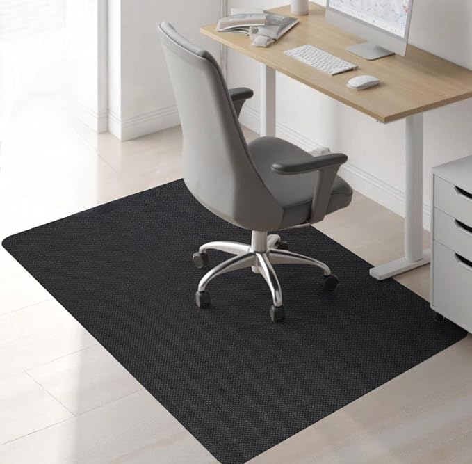 Sycoodeal Office Chair Mat for Hardwood & Tile Floor, 36" x 48" Computer Gaming Chair Mat for Rolling Chairs Non-Curve, Anti-Slip, Heavy Duty Floor Protector for Home Office (Black)