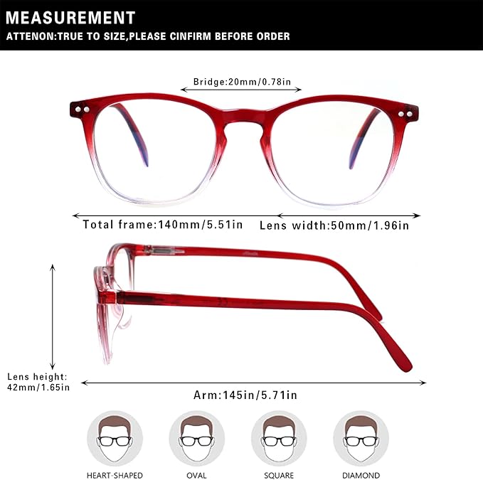 Henotin 3-Pack Blue Light Blocking Reading Glasses,Spring Hinge Computer Readers for Men Women,Anti UV Ray Filter Eyeglasses (Multicolor, 0.5)