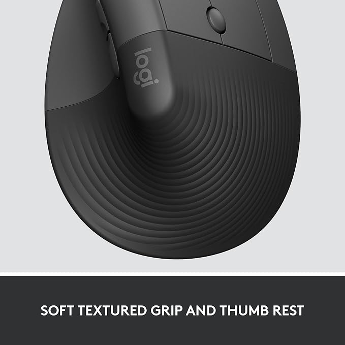 Logitech Lift for Business, Vertical Ergonomic Mouse, Wireless, Bluetooth or Secured Logi Bolt USB, Quiet clicks, Globally Certified, Windows/Mac/Chrome/Linux - Graphite